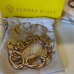 Kendra Scott Rose Gold Chain Bracelet and Hoop Earrings